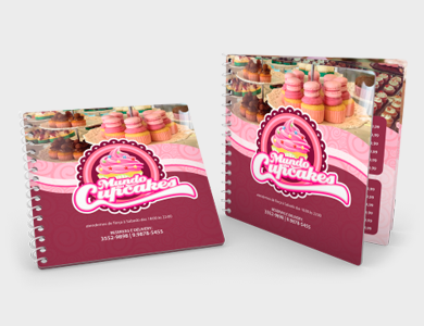 Cardápio Espiral com 4 Páginas em PVC 0,76mm Cristal Frente e Verso 14,4x14,4cm - 4x4 - 100 unid