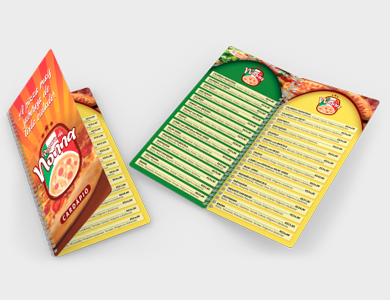 Cardápio Wire-o com 6 Páginas em PVC 0,5mm Cristal Frente e Verso 13,7x29,4cm - 4x4 - 25 unid