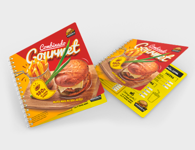 Cardápio Wire-o com 4 Páginas em PVC 0,76mm Cristal Frente e Verso 14,4x14,4cm - 4x4 - 10 unid